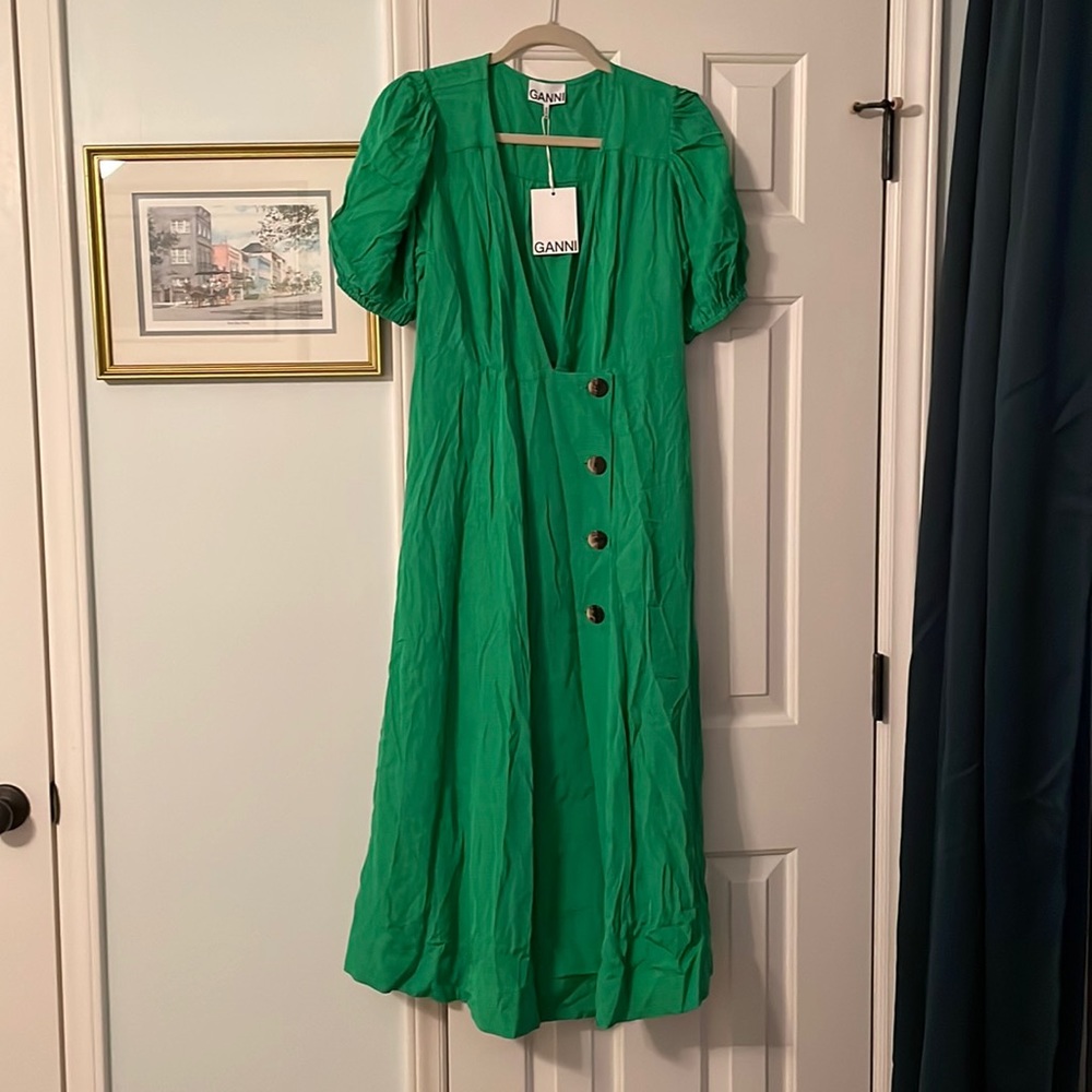 Kelly Green Ganni Dress F5942